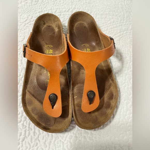 Birkenstock Gizeh sandal in burnt orange nubuck leather Size 40 US 9 - Picture 2 of 13
